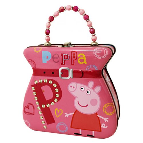 Peppa Pig Embossed Purse with Beaded Handle Tin Tote